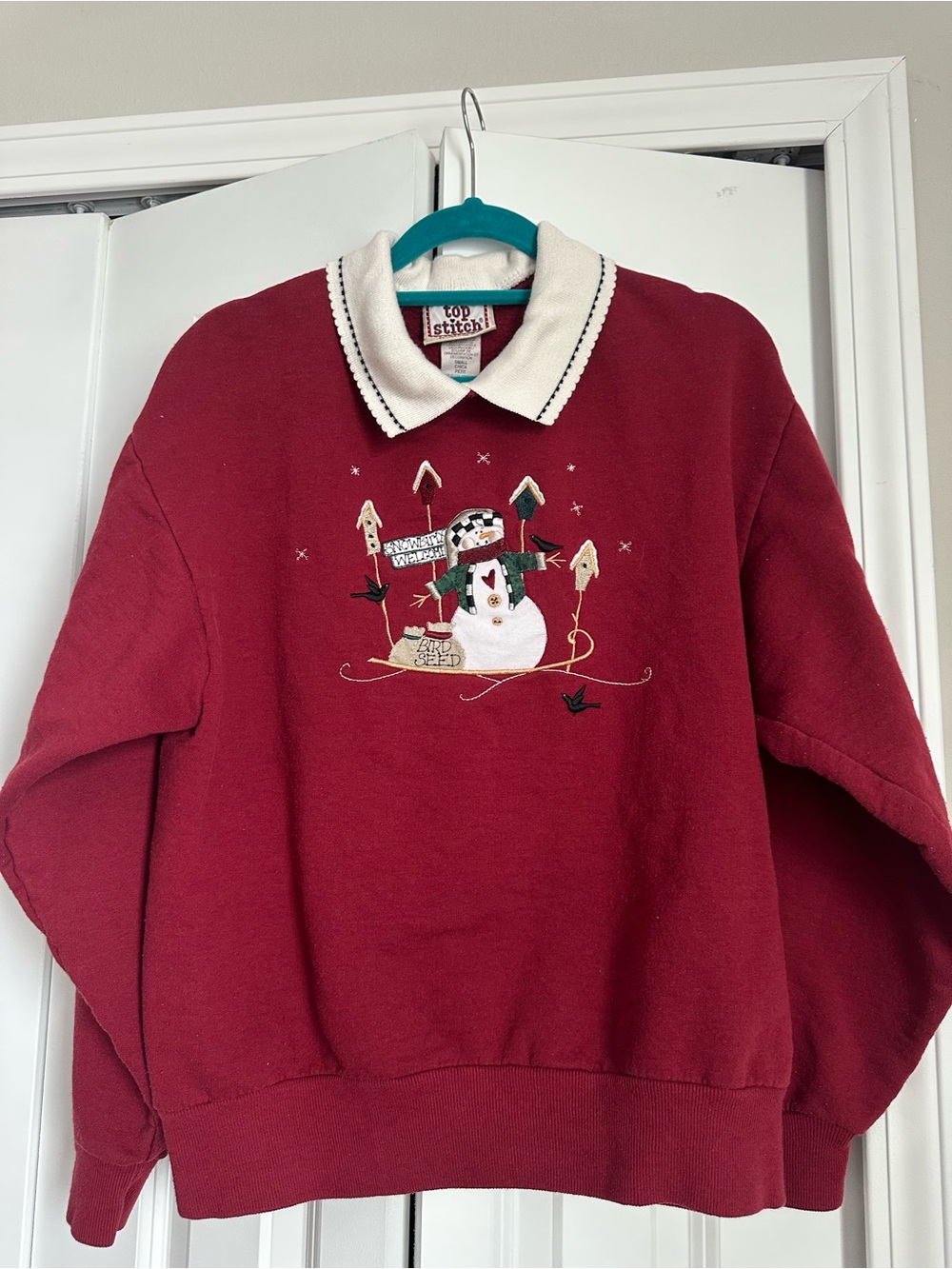 Vinted- Red Women's Snowman Collared Sweater